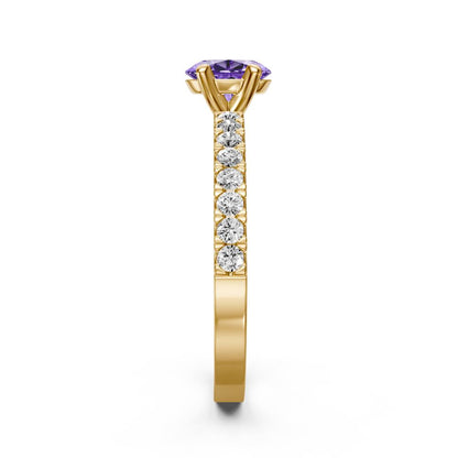Diamond Ring with Tanzanite in Yellow Gold