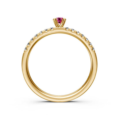 Diamond Ring with Pink Sapphire in Yellow Gold