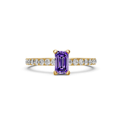 Diamond Ring with Tanzanite in Yellow Gold