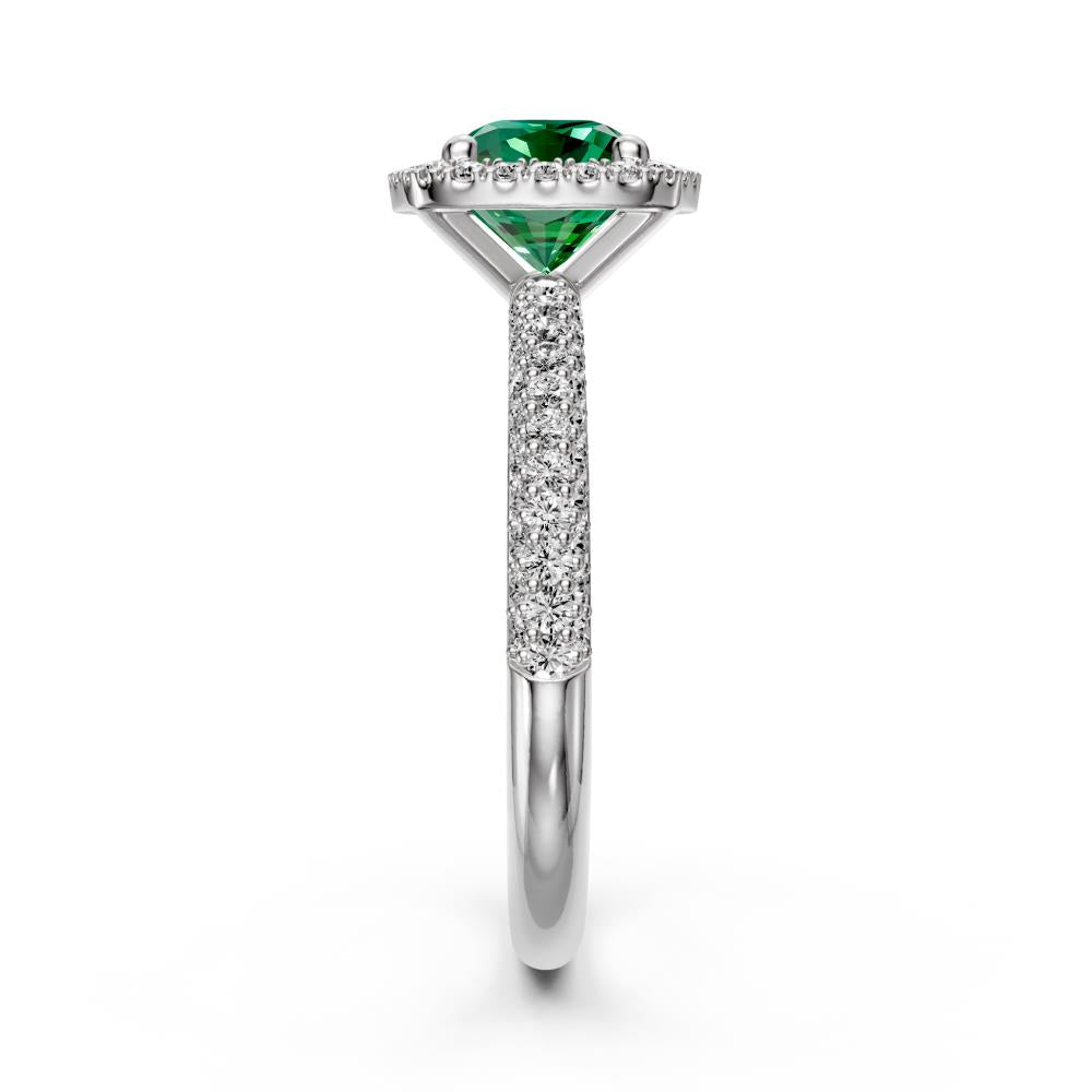 Diamond Ring with Tsavorites in White Gold