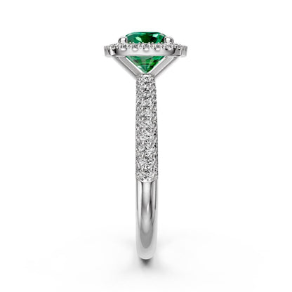 Diamond Ring with Tsavorites in White Gold