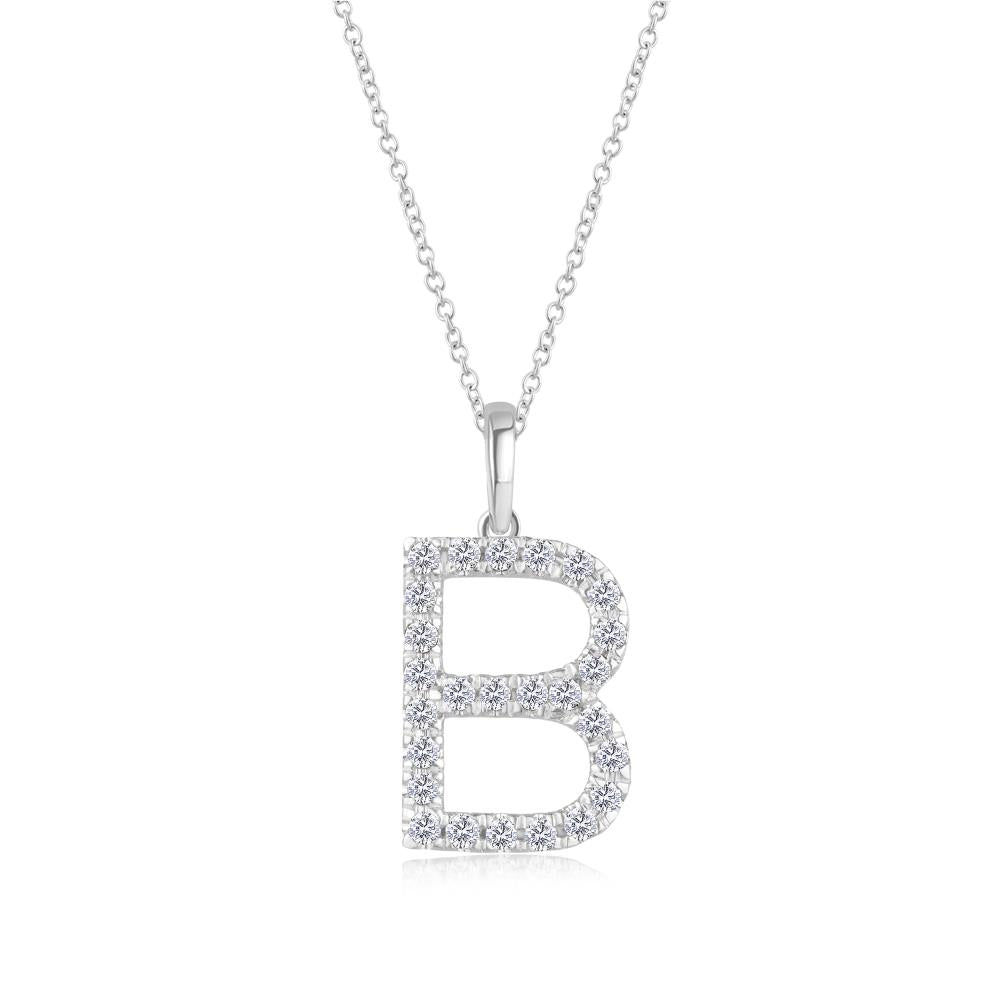 Diamond Letter B Pendant in White Gold