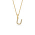 Mini Diamond Letter U Pendant in Yellow Gold
