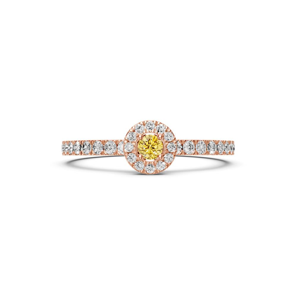 Diamond Ring with Yellow Sapphire in Rose Gold