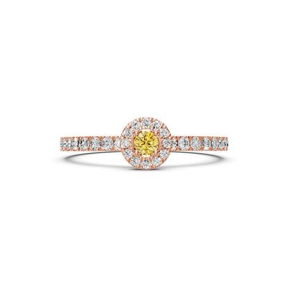 Diamond Ring with Yellow Sapphire in Rose Gold