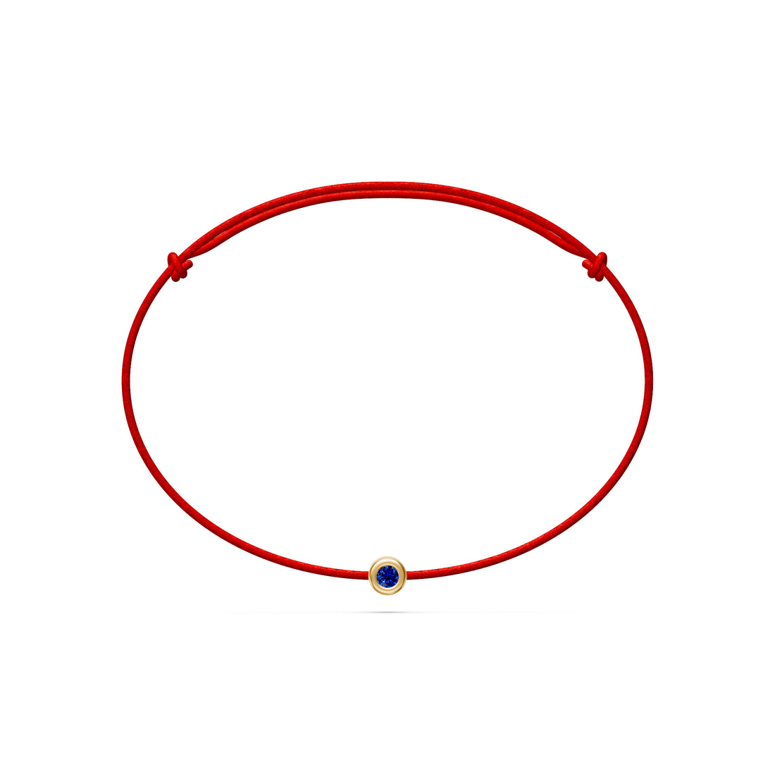 String Bracelet With Blue Sapphire in Yellow Gold