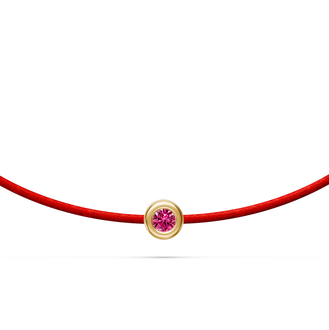 String Bracelet With Pink Sapphire in Yellow Gold