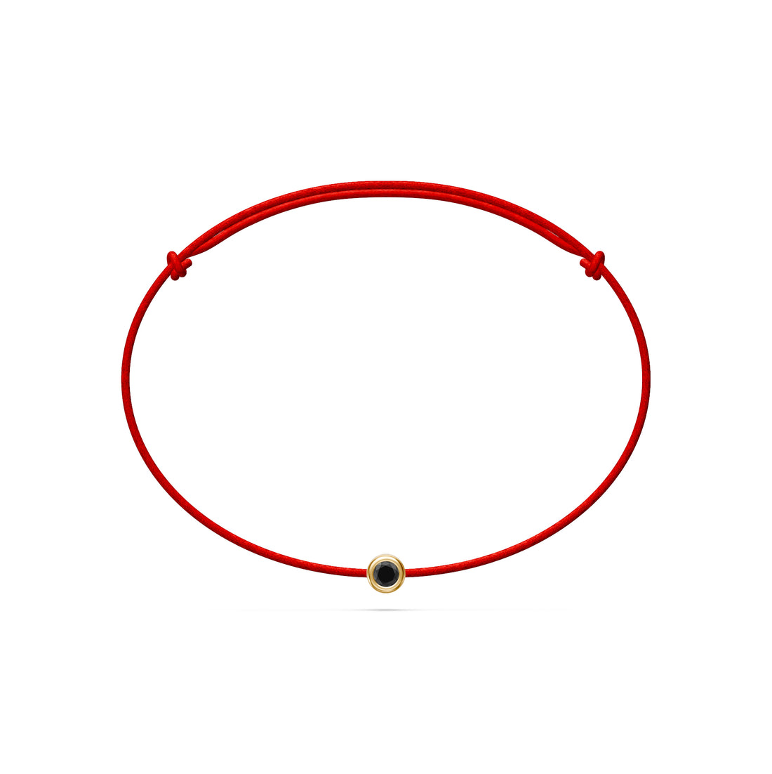 String Bracelet With Black Diamond in Yellow Gold