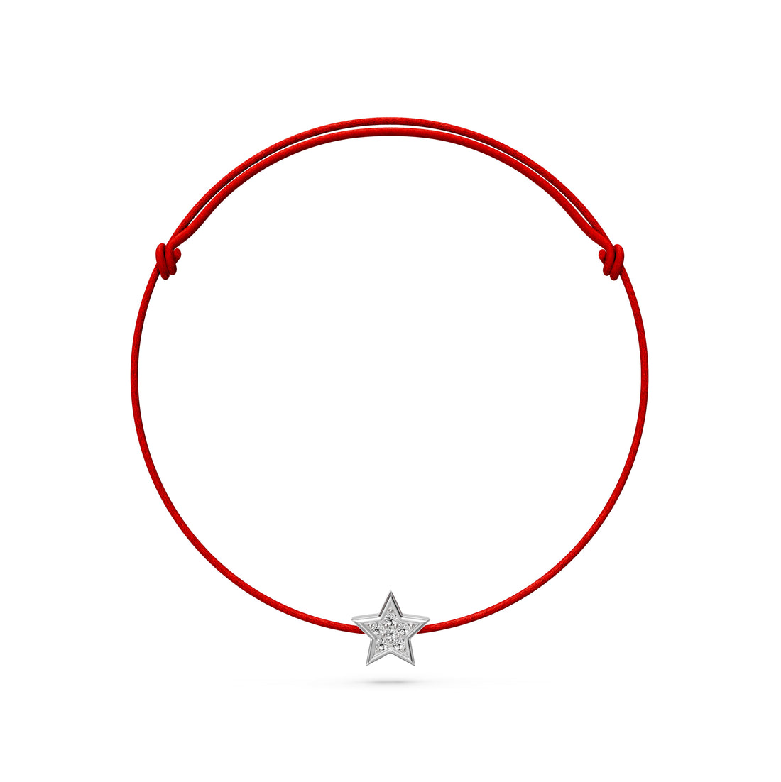 String Bracelet with Diamond in White Gold "Star"