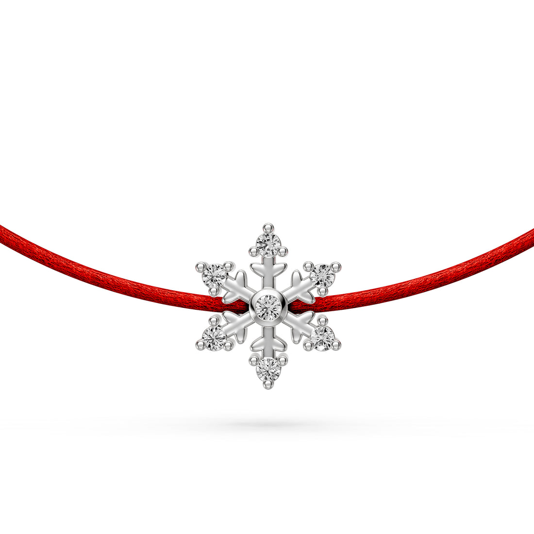 String Bracelet with Diamond in White Gold "Snowflake"