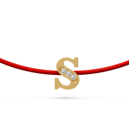 String bracelet with Diamond in Yellow Gold