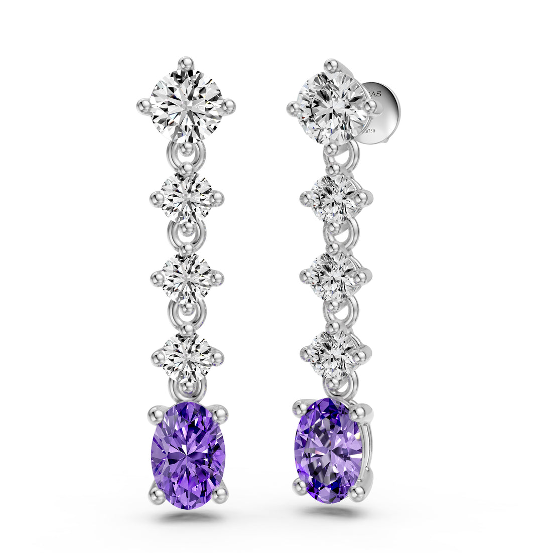 Tanzanite and Diamond Earrings in White Gold