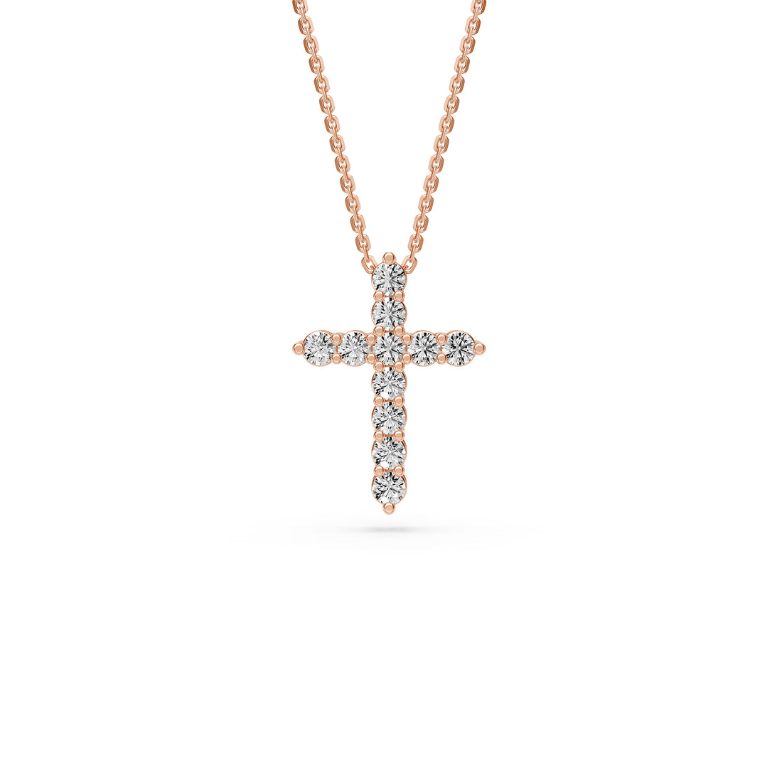 Diamond Cross Necklace in Rose Gold
