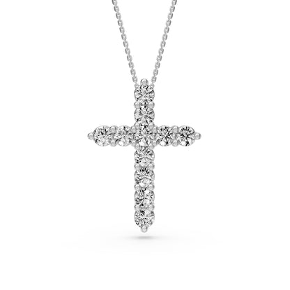 Diamond Cross Necklace in White Gold