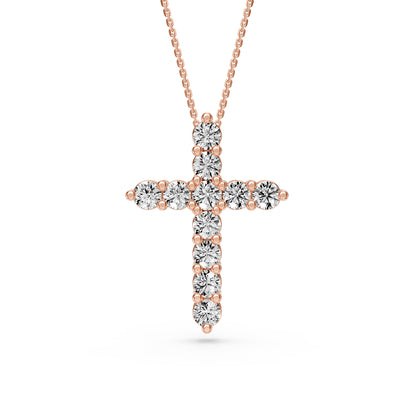 Diamond Cross Necklace in Rose Gold