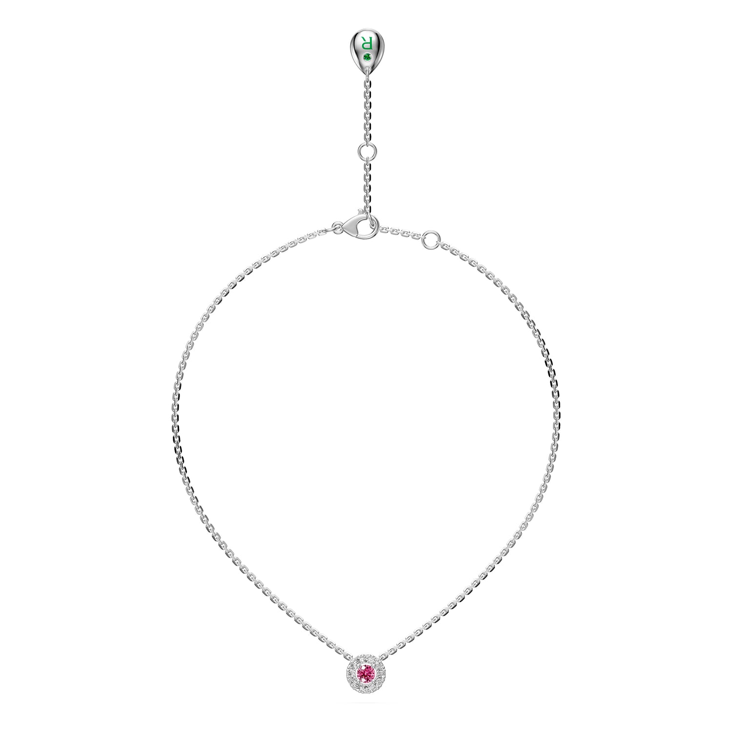 Pink Sapphires and Diamond Halo Necklace