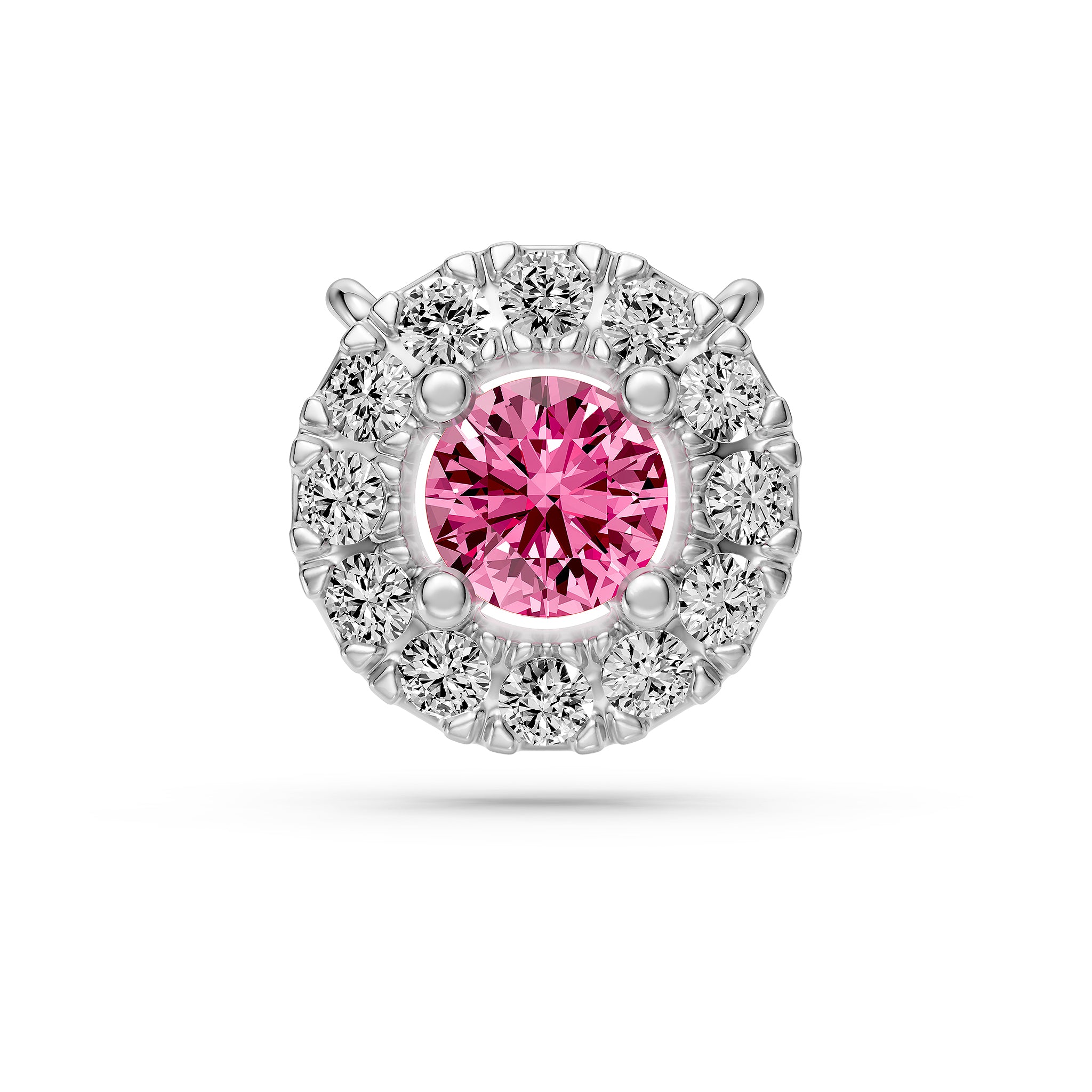 Pink Sapphires and Diamond Halo Necklace