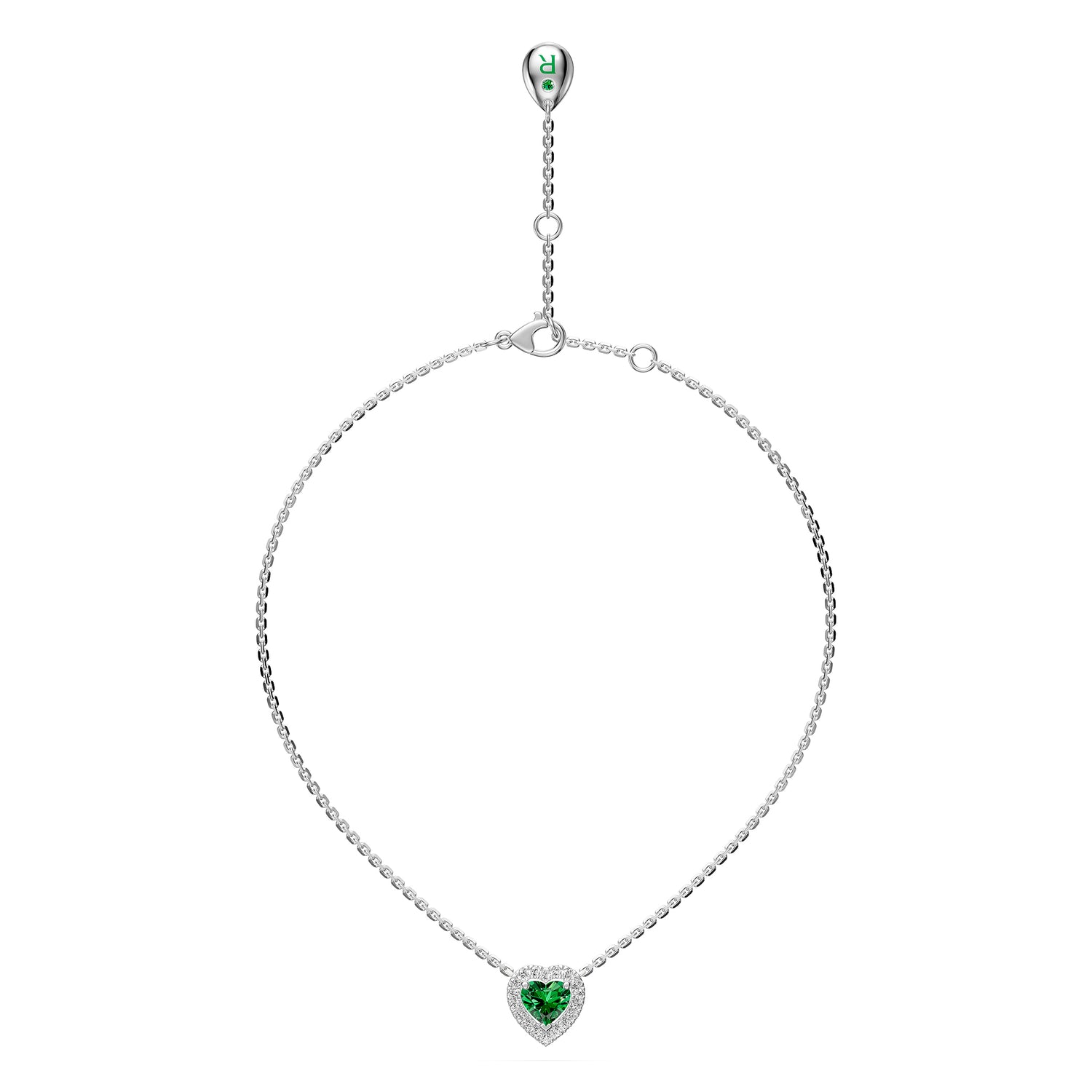 White Gold Necklace with Tsavorite Stone