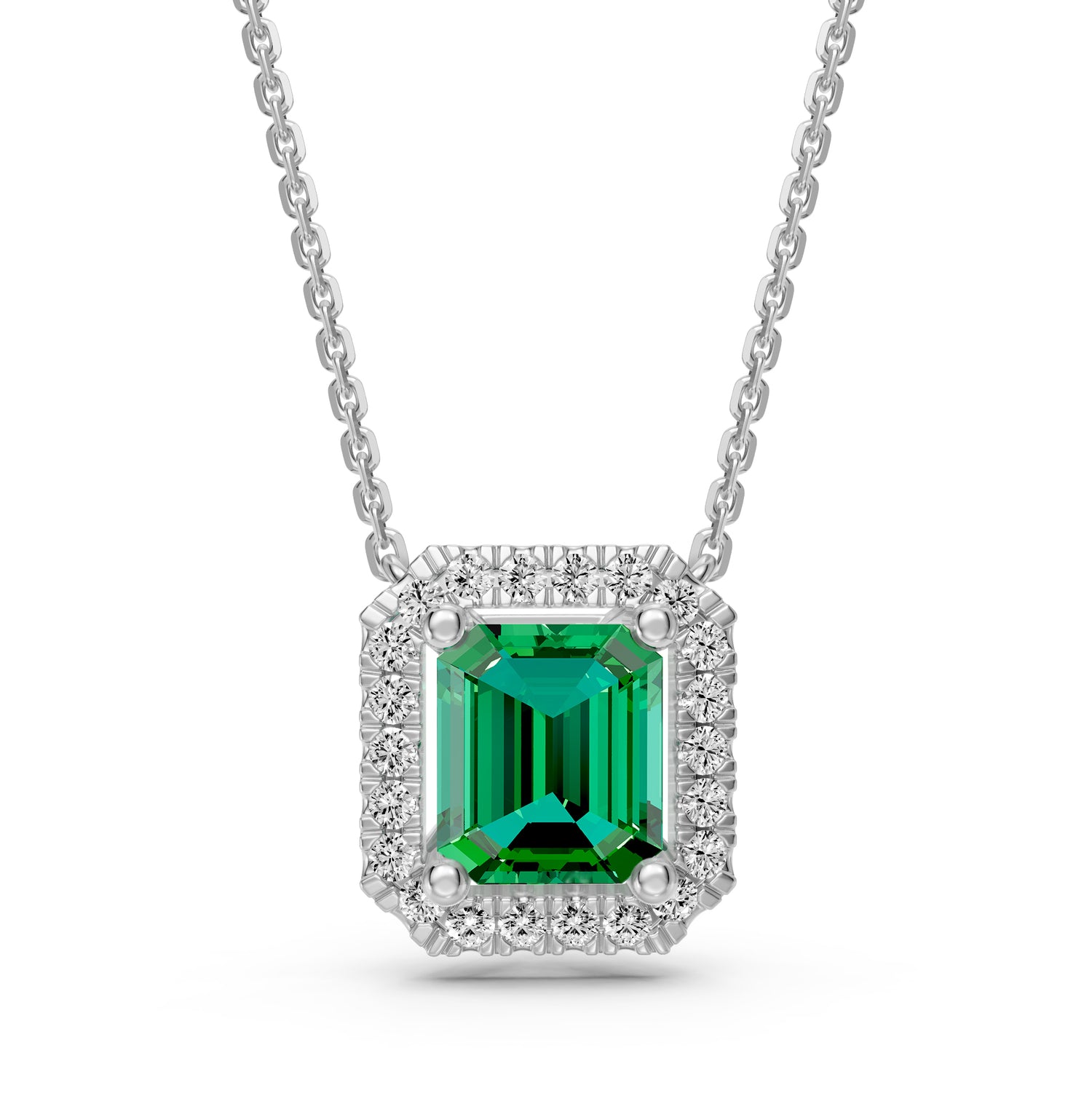 White Gold Necklace with Tsavorite Stone