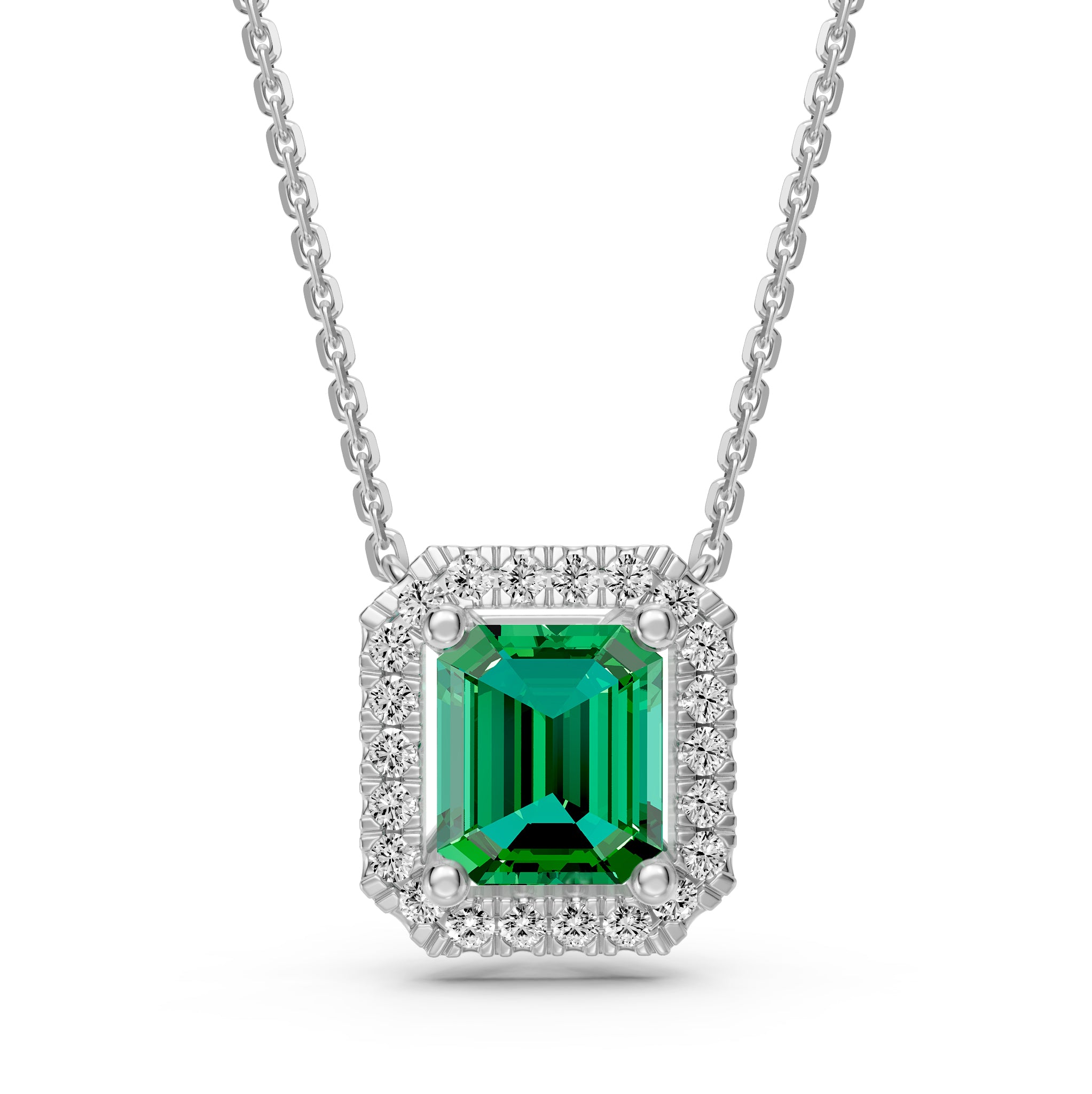 White Gold Necklace with Tsavorite Stone