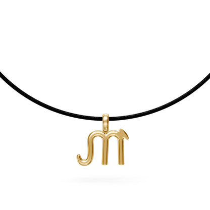 Geltono aukso kaklo papuošalas su zodiako ženklu Skorpionas ir deimantais