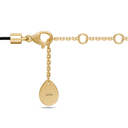 Diamond Cross Necklace on Black Cord in Yellow Gold