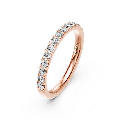 Rožinio aukso žiedas su deimantais