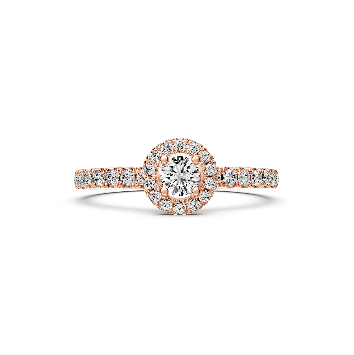 Rožinio aukso žiedas su deimantais