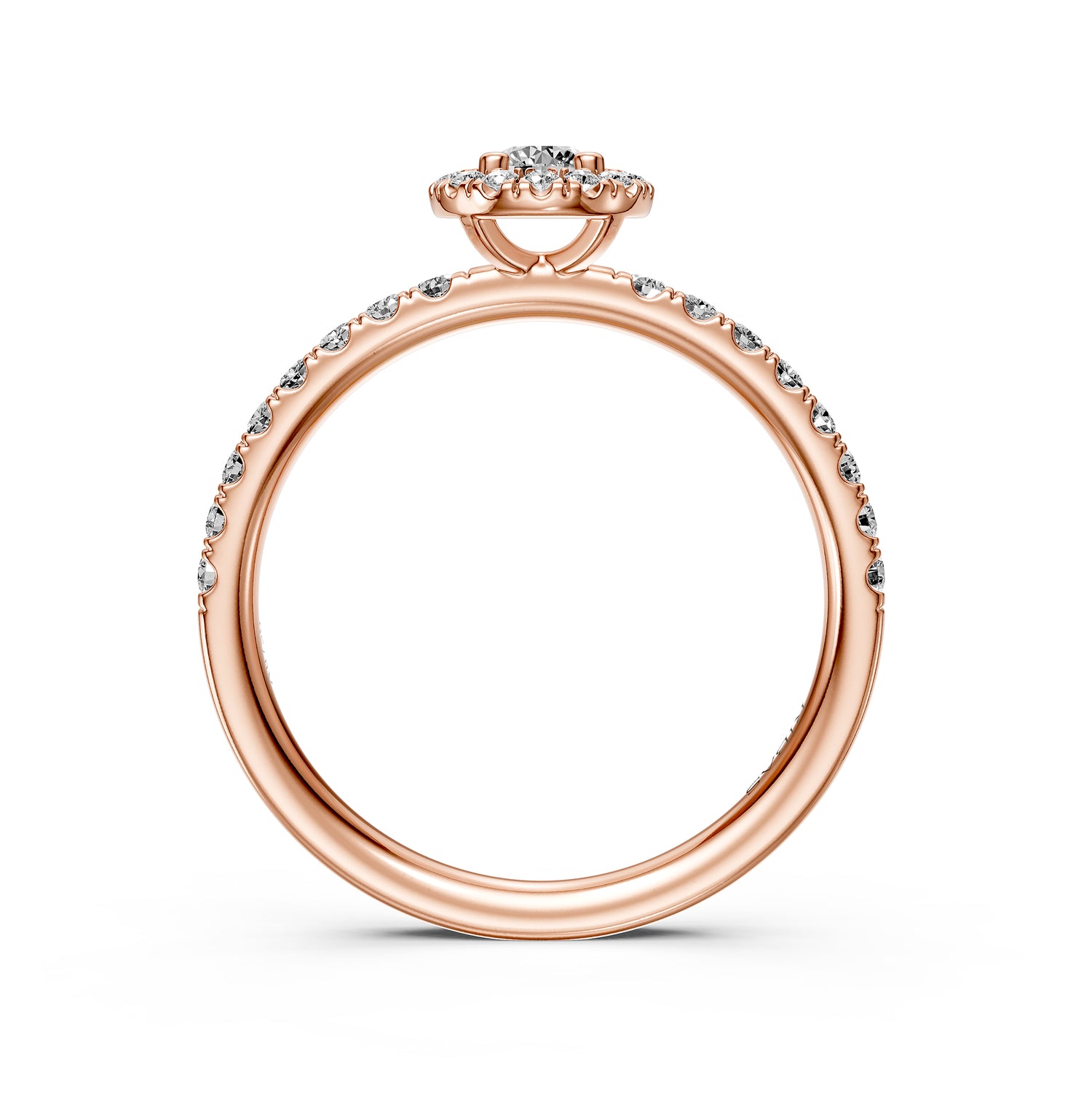 Rožinio aukso žiedas su deimantais