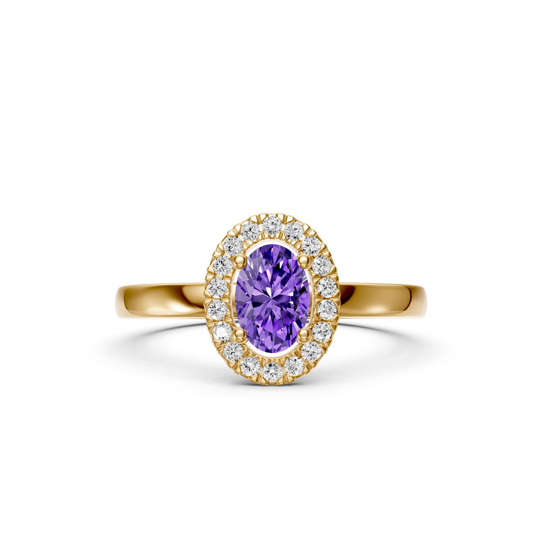 Diamond Ring with Tanzanite in Yellow Gold