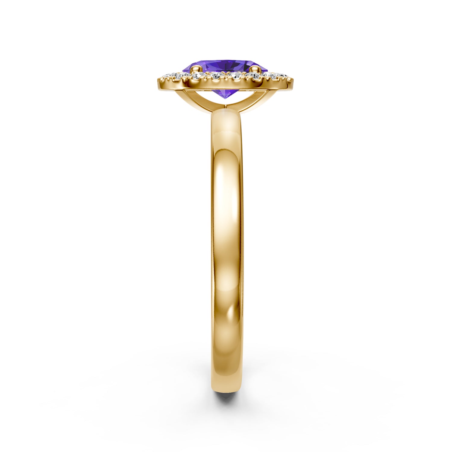 Diamond Ring with Tanzanite in Yellow Gold
