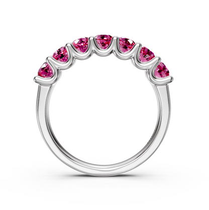 Pink Sapphire Band Ring in White Gold