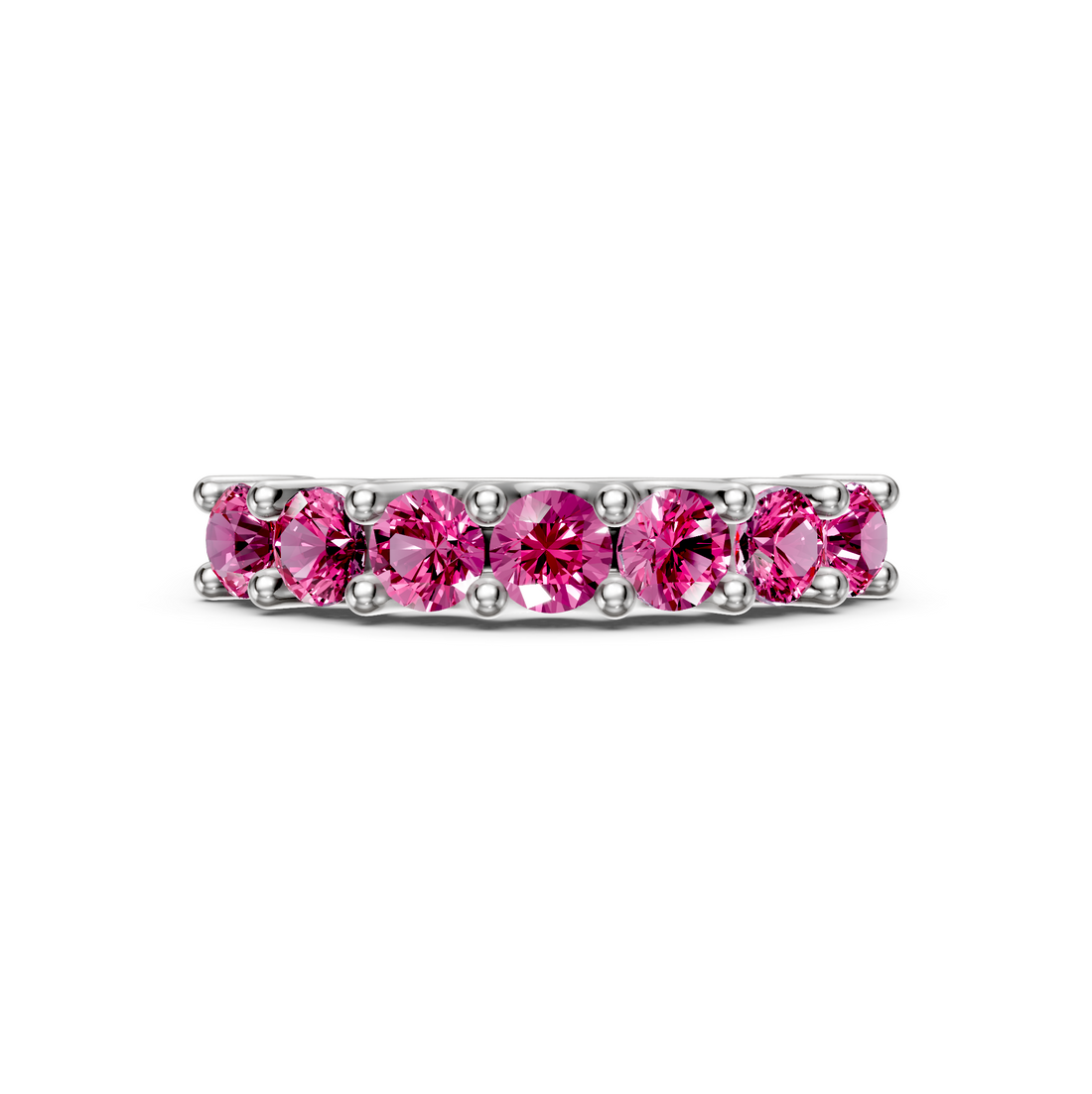 Pink Sapphire Band Ring in White Gold