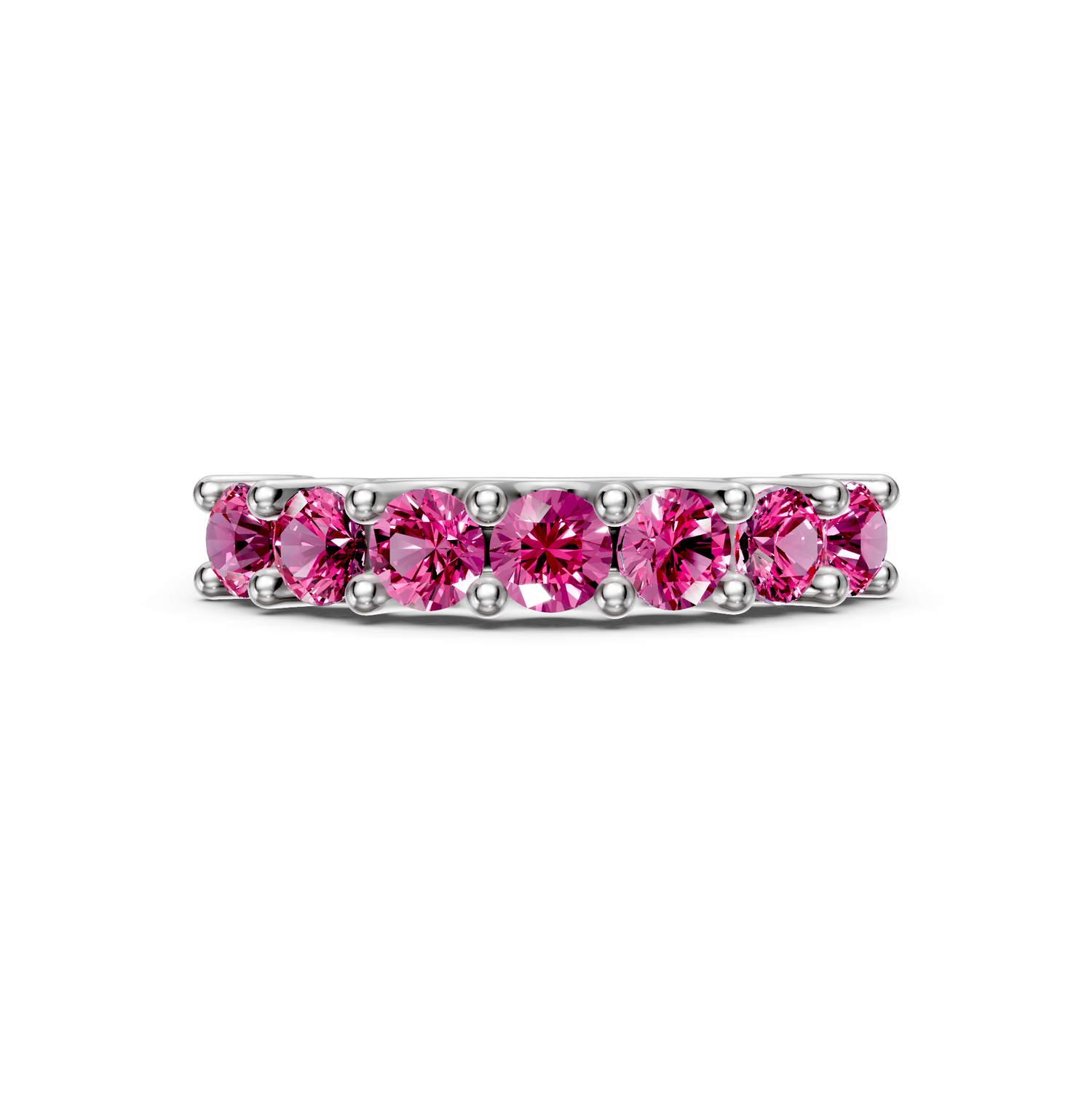 Pink Sapphire Band Ring in White Gold