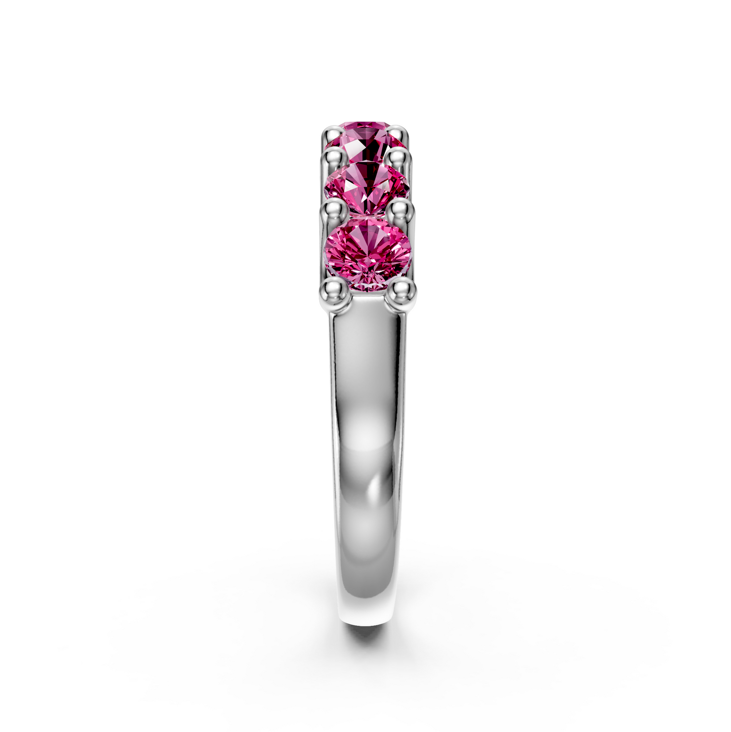 Pink Sapphire Band Ring in White Gold