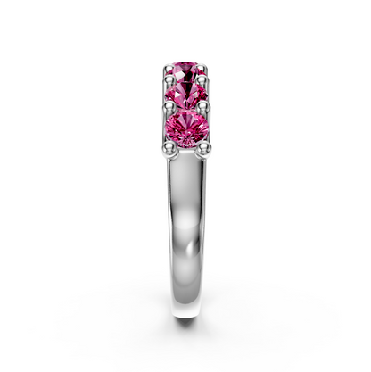 Pink Sapphire Band Ring in White Gold