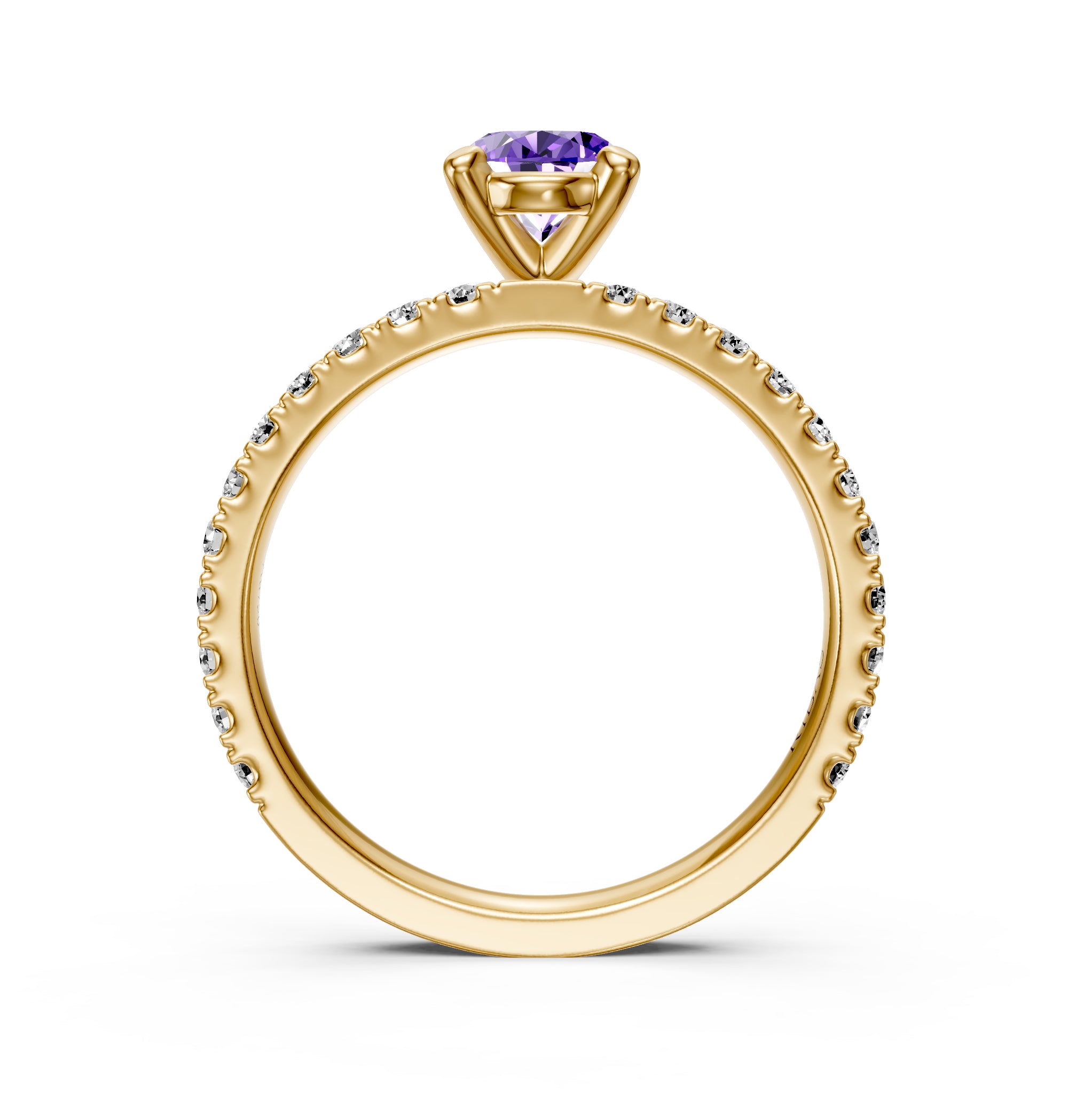 Diamond Ring with Tanzanite in Yellow Gold