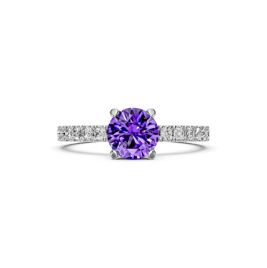 Diamond Ring with Tanzanite in White Gold