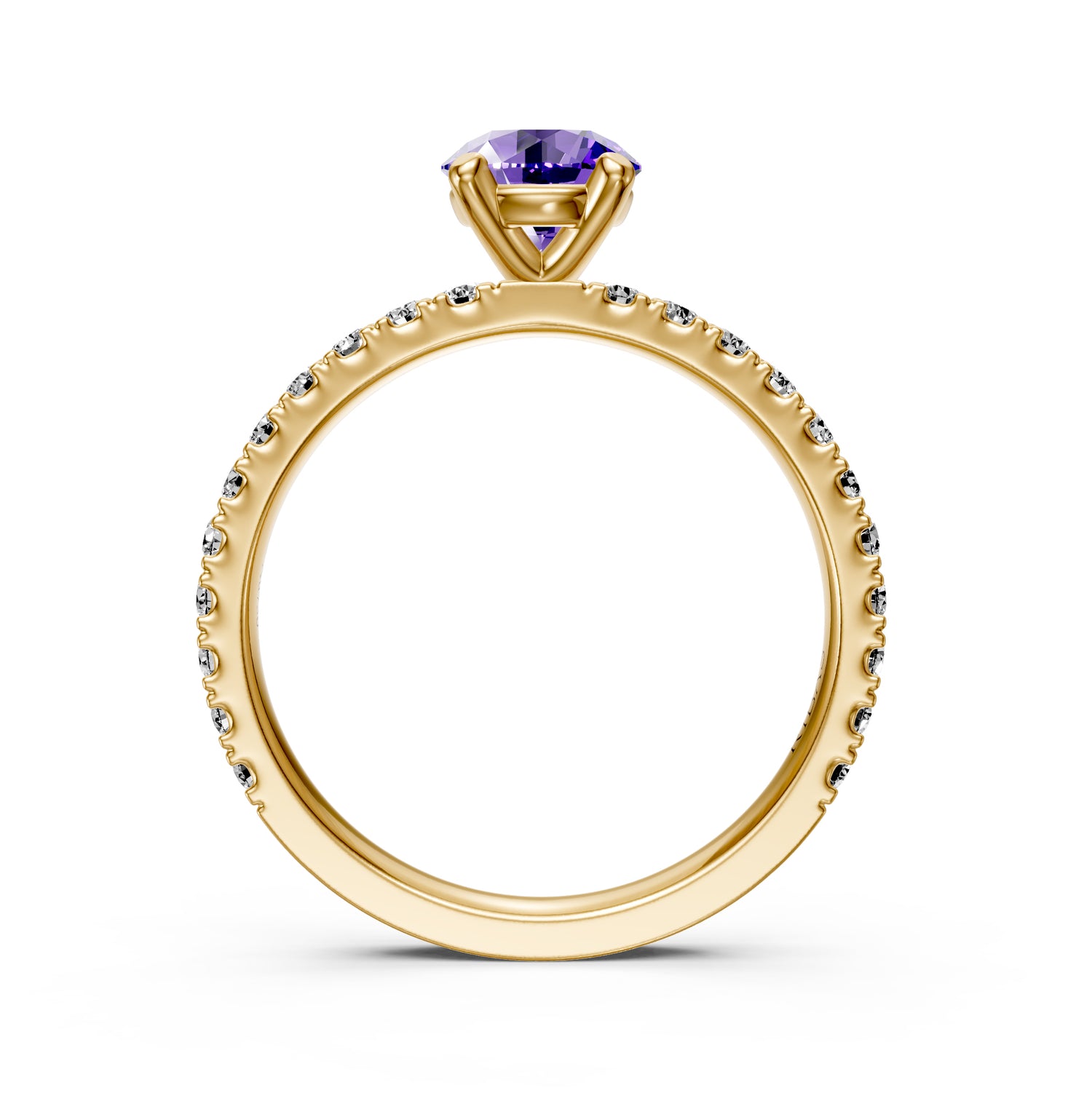 Diamond Ring with Tanzanite in Yellow Gold