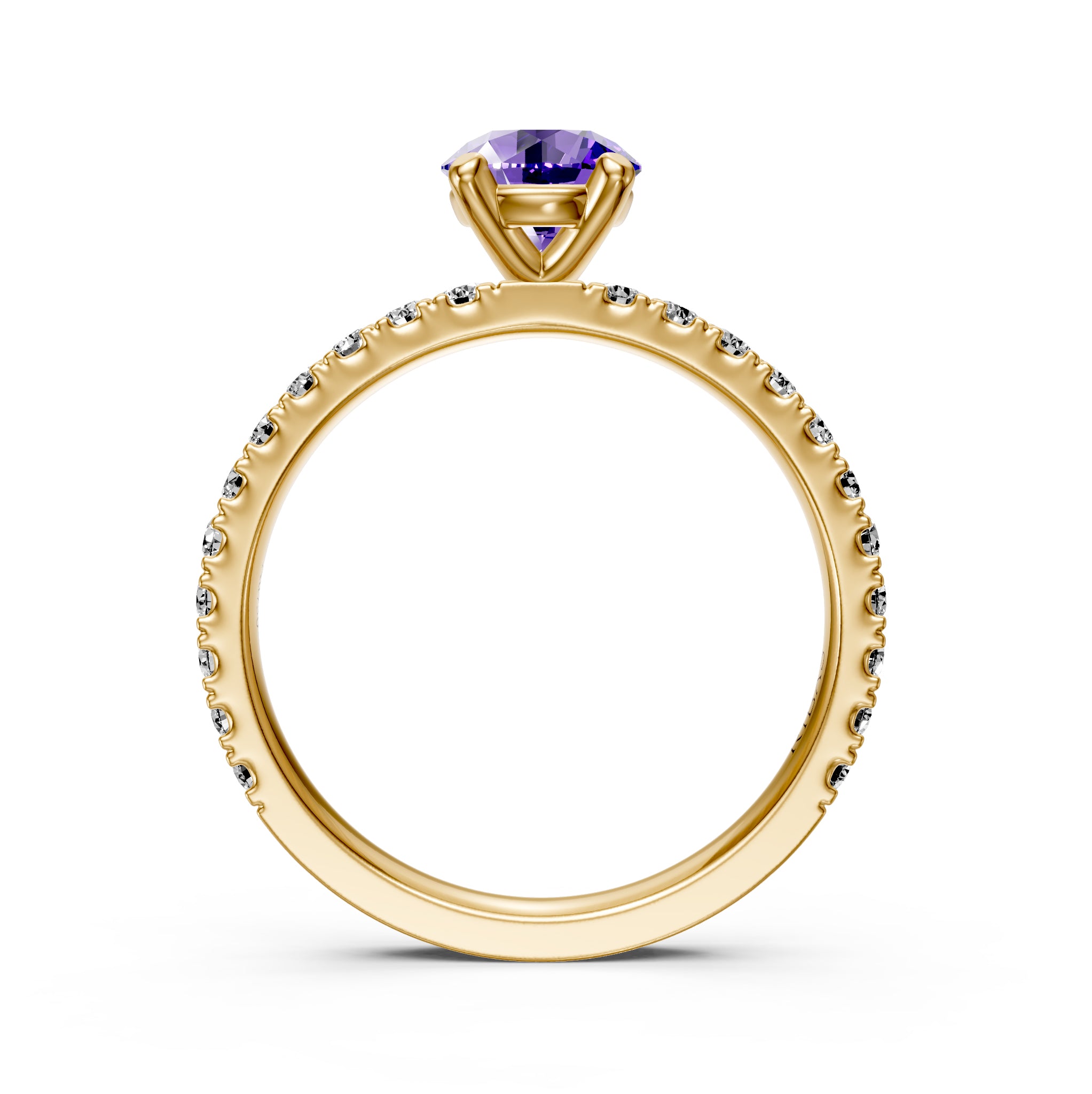 Diamond Ring with Tanzanite in Yellow Gold