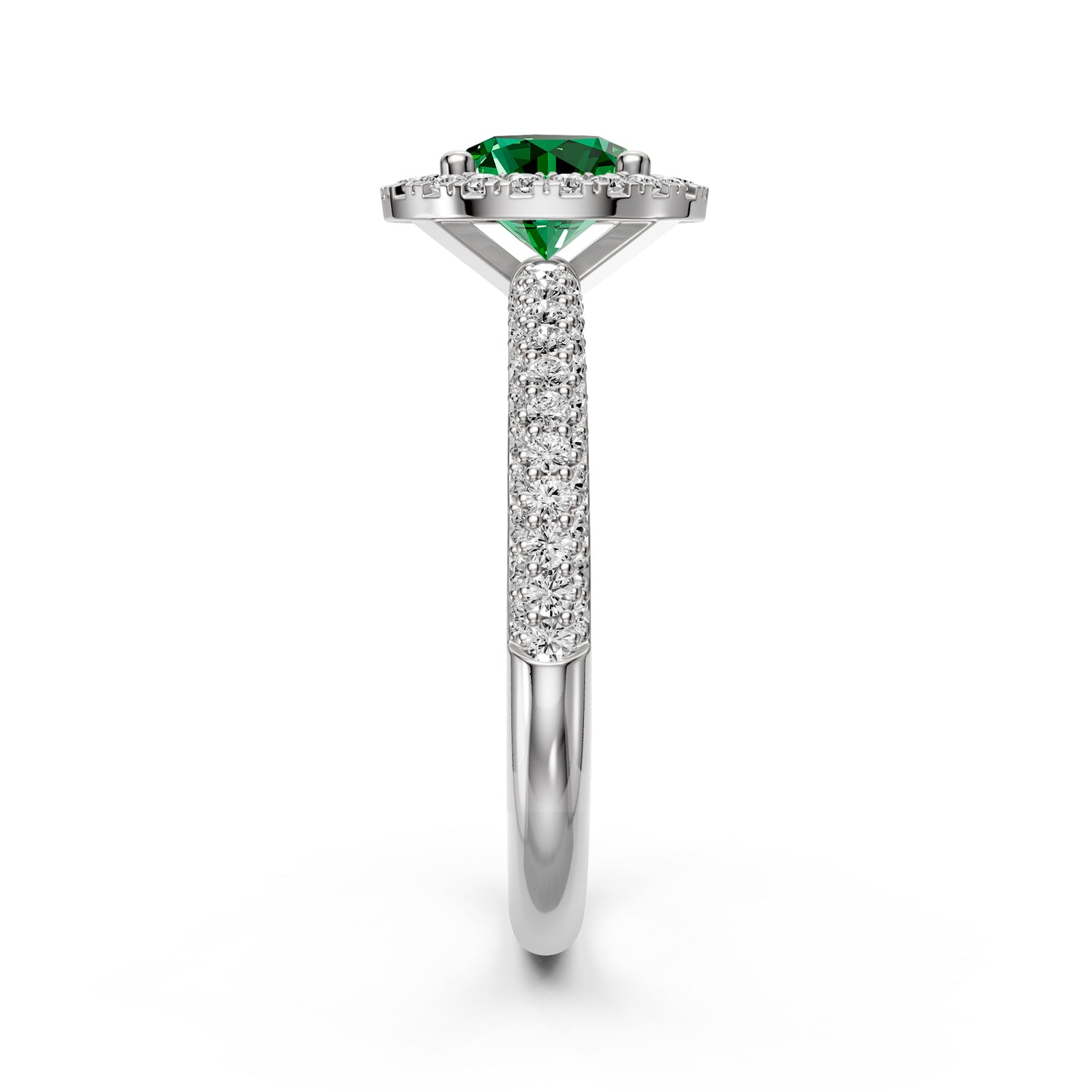 Diamond Ring with Tsavorite in White Gold