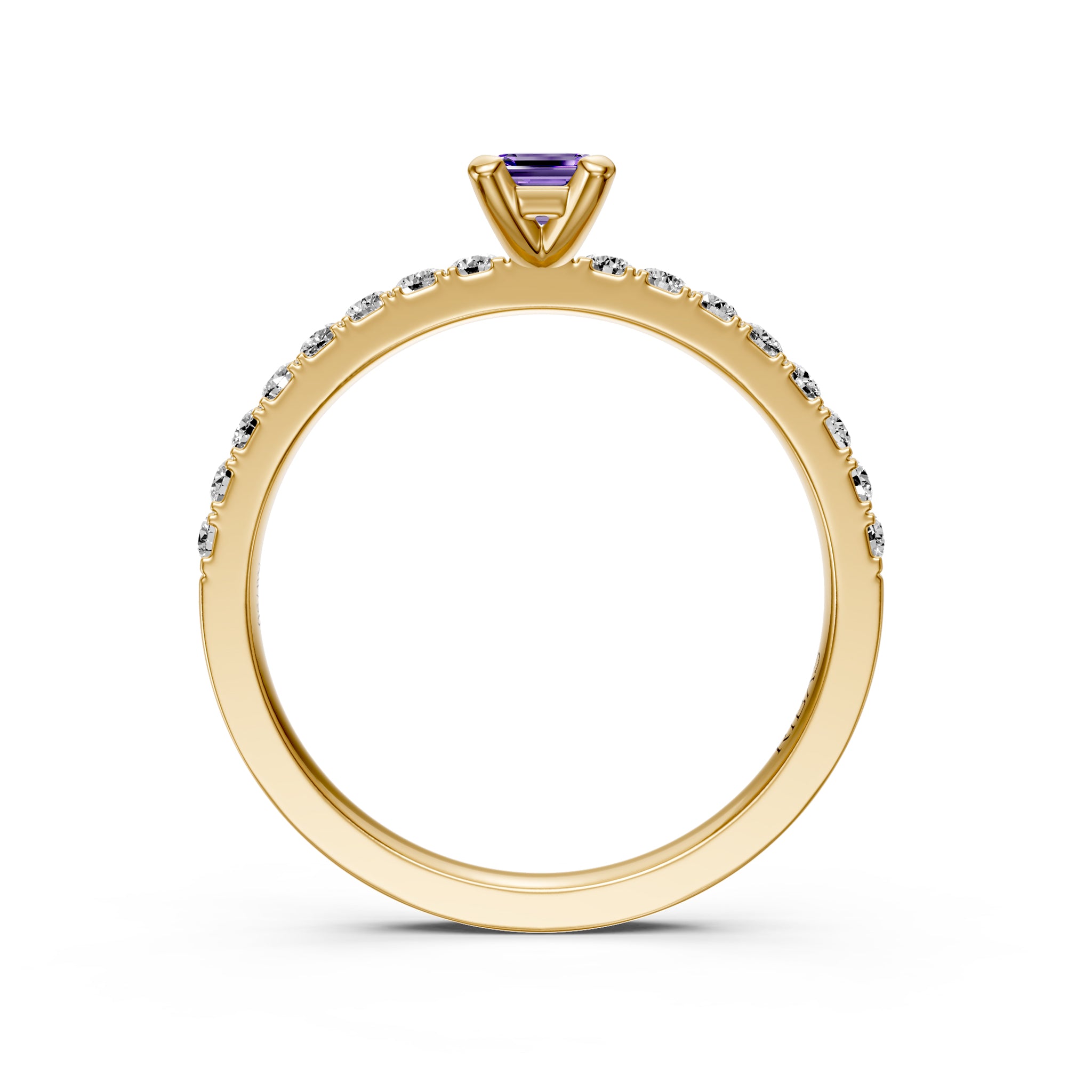 Diamond Ring with Tanzanite in Yellow Gold