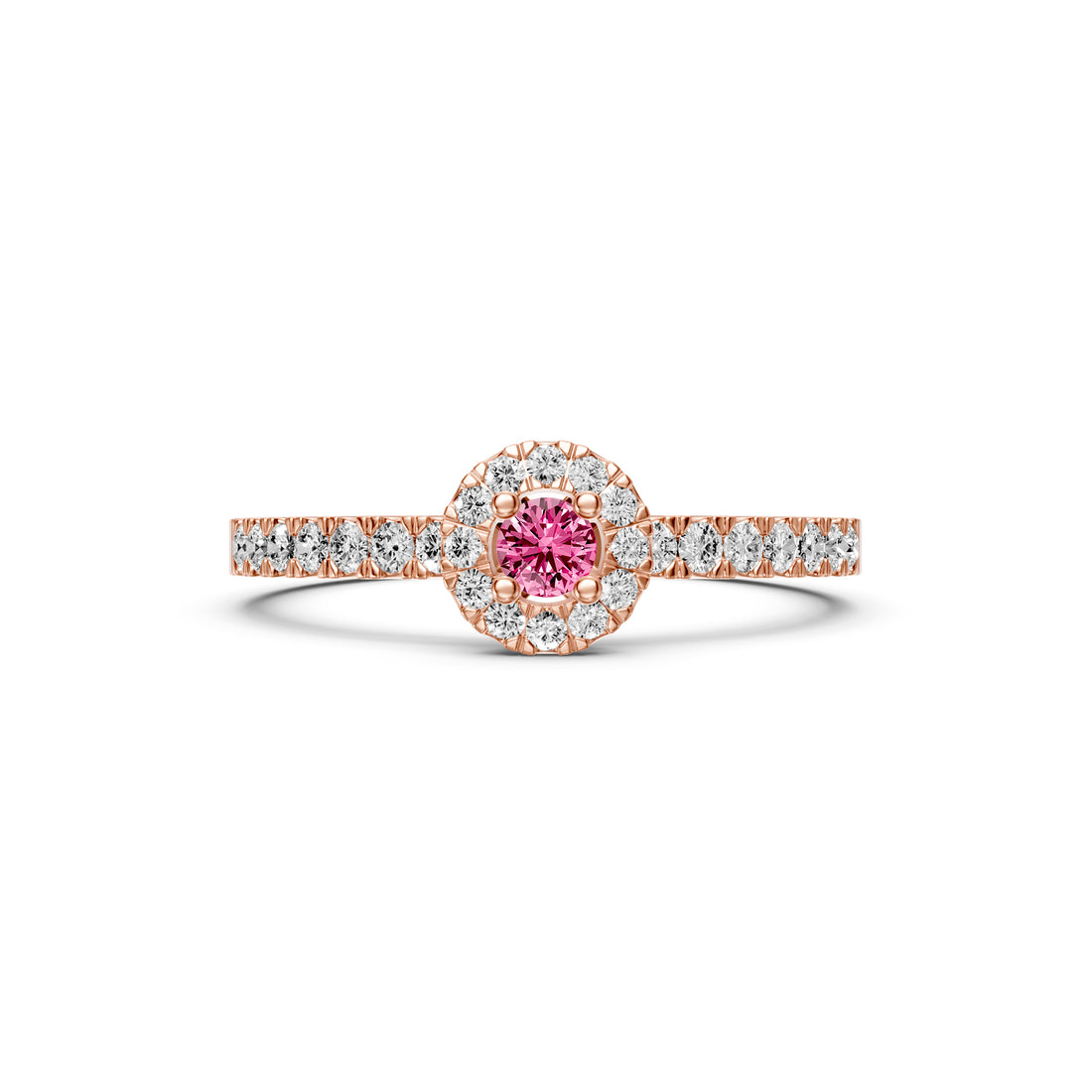 Diamond Ring with Pink Sapphire in Rose Gold
