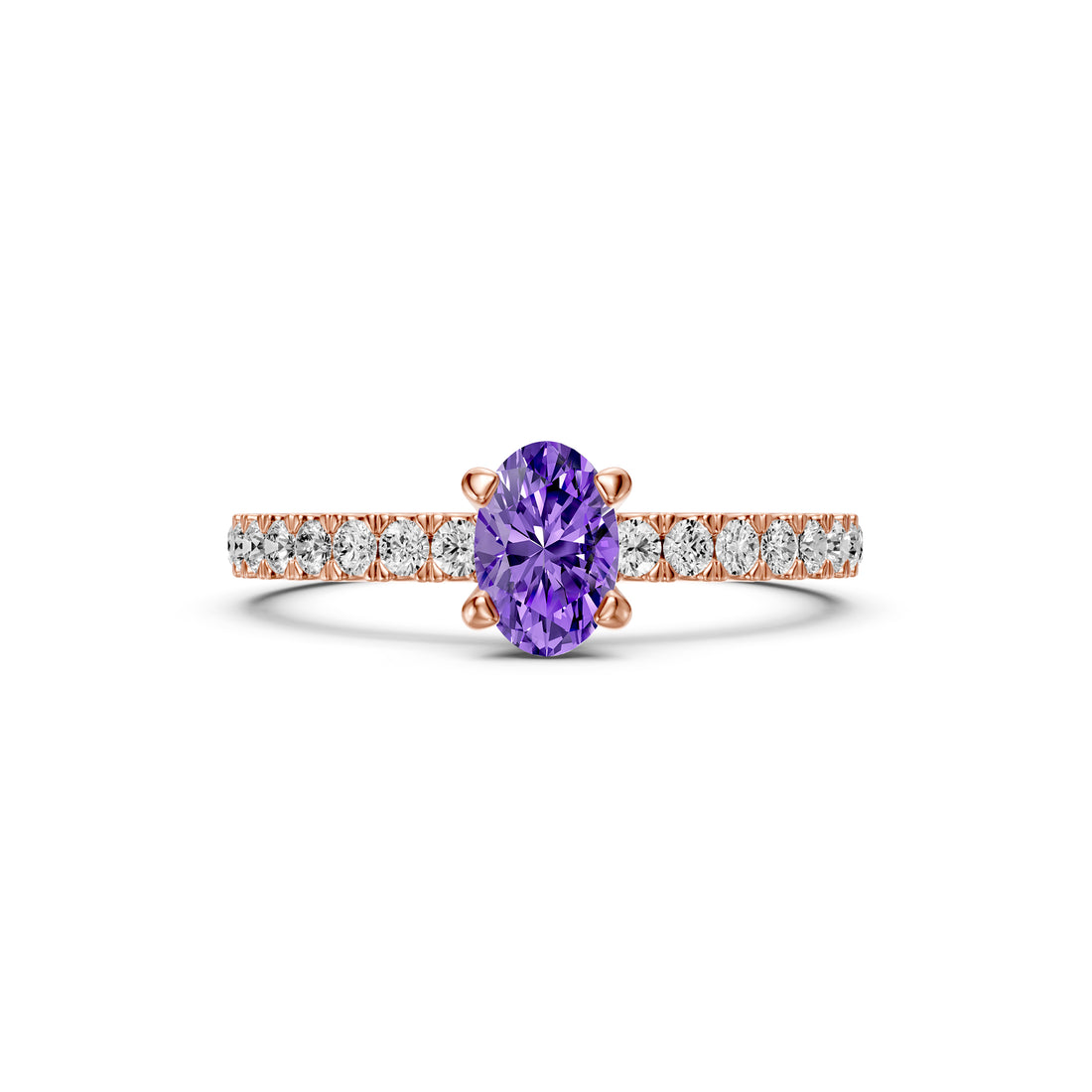 Diamond Ring with Tanzanite in Rose Gold