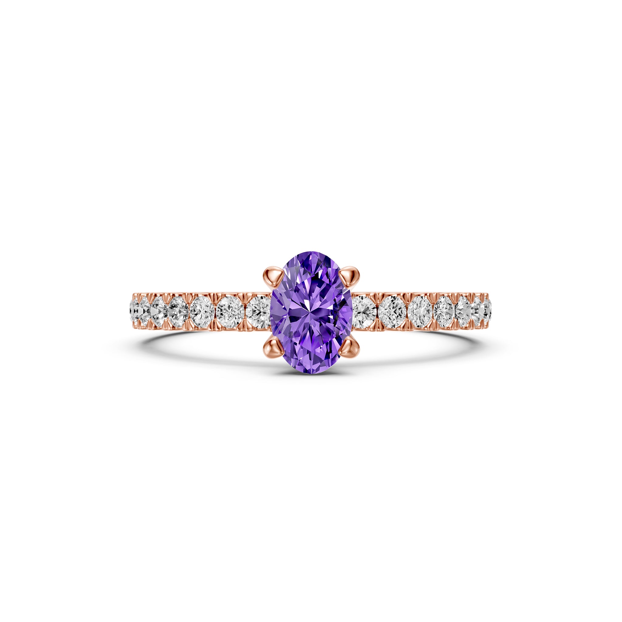 Diamond Ring with Tanzanite in Rose Gold
