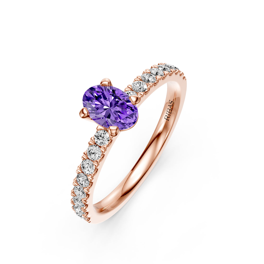 Diamond Ring with Tanzanite in Rose Gold