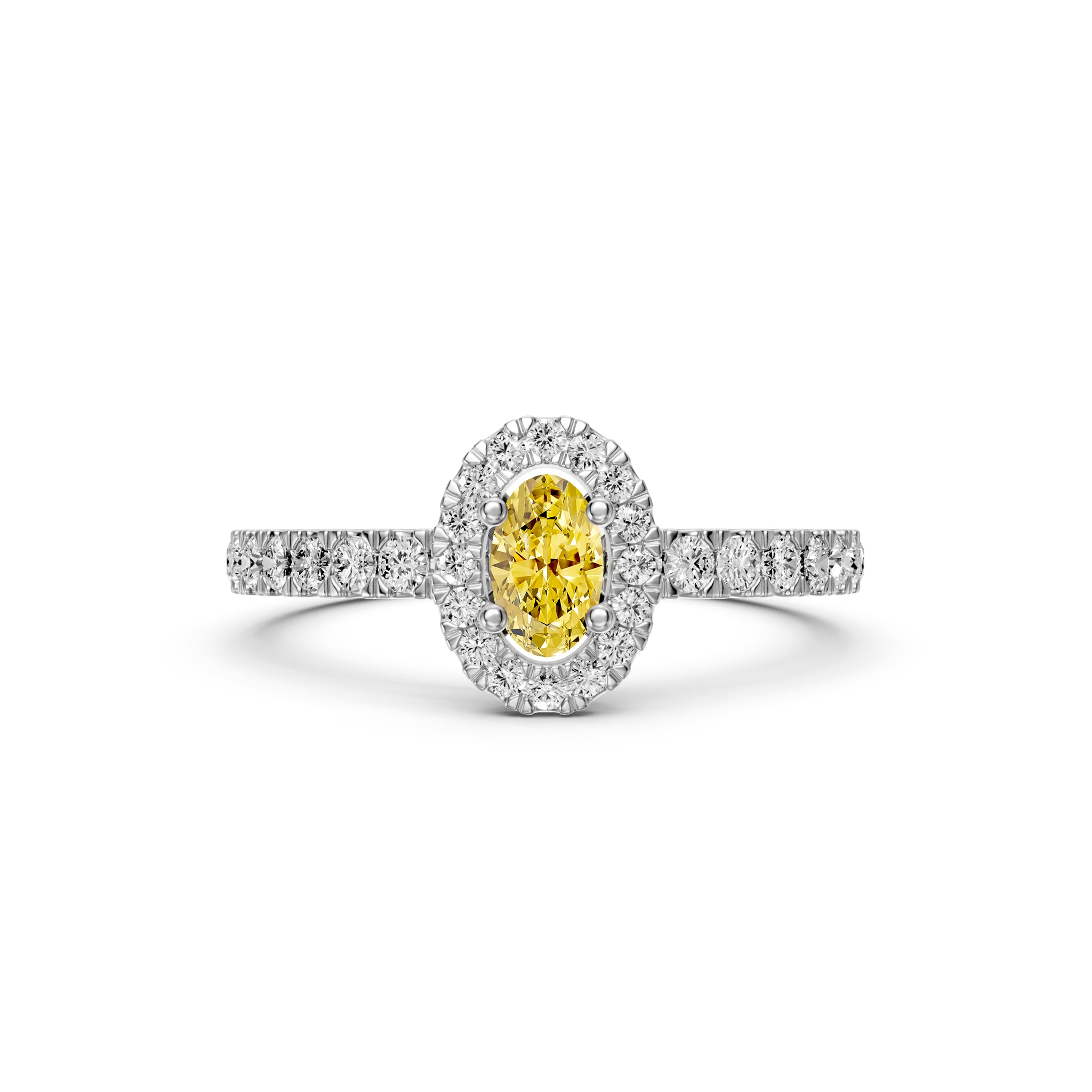 Diamond Ring with Yellow Sapphire in White Gold