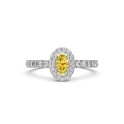Diamond Ring with Yellow Sapphire in White Gold