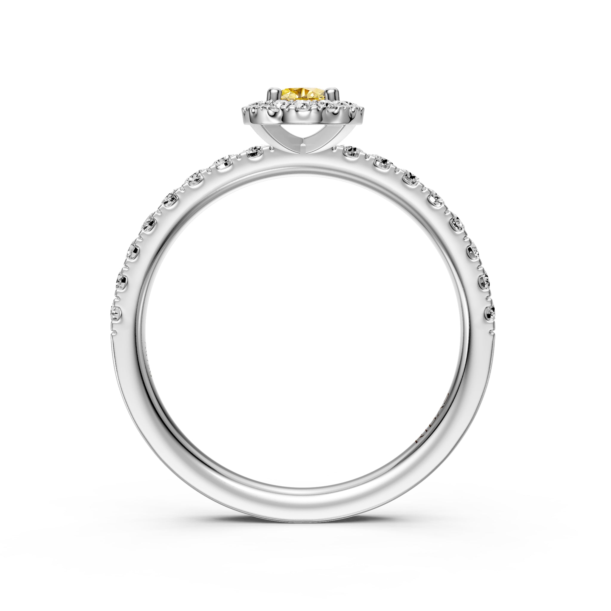 Diamond Ring with Yellow Sapphire in White Gold