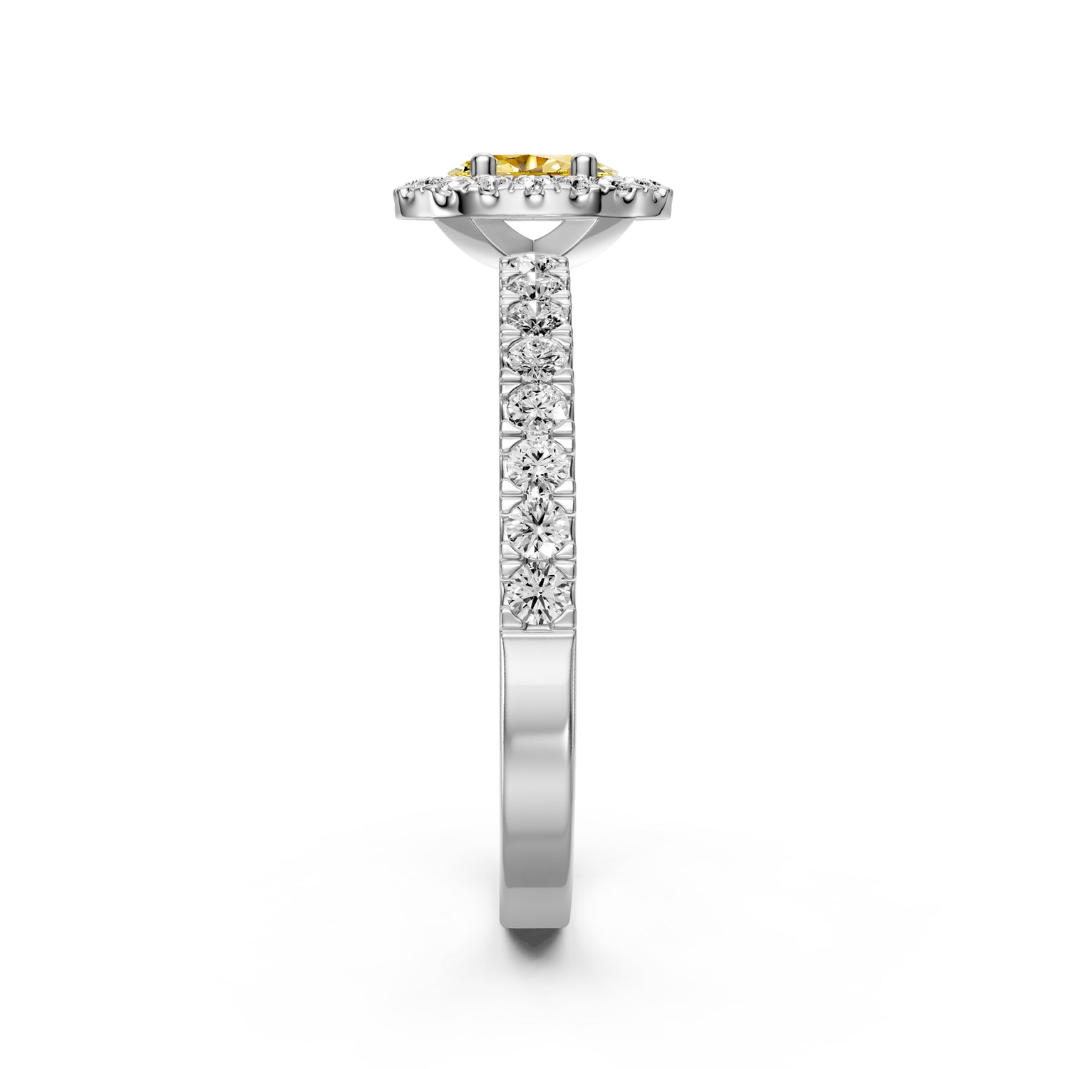 Diamond Ring with Yellow Sapphire in White Gold